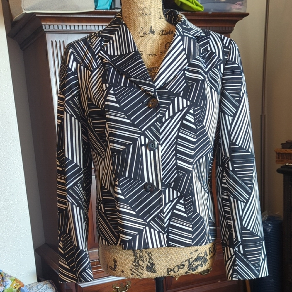 Style & Co. Black and White Patterned Jacket